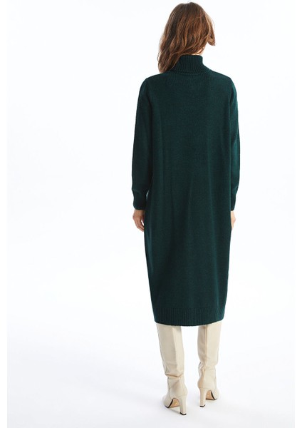 Yeni Sezon Balıkçı Yaka Düz Uzun Kollu Oversize Kadın Triko Elbise fırsatları