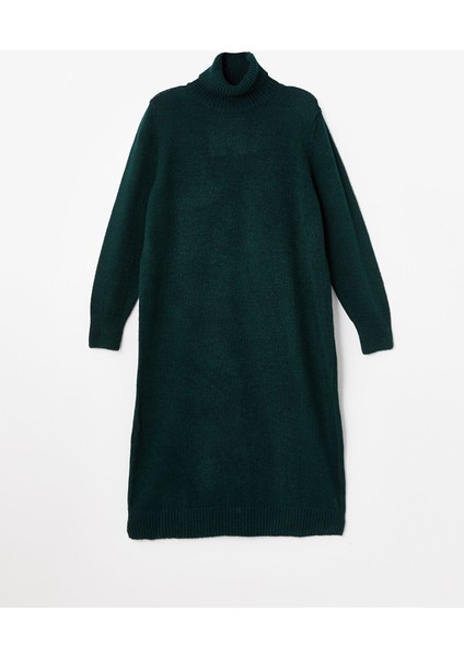 Yeni Sezon Balıkçı Yaka Düz Uzun Kollu Oversize Kadın Triko Elbise indirimleri