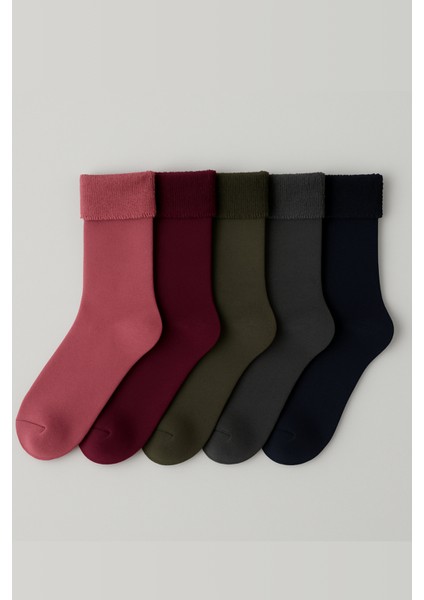 Kadın 5'li Havlu Soket Çorap Pembe Mix