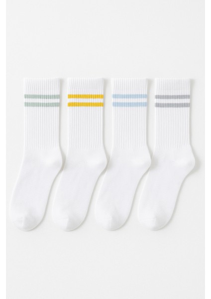 4'lü Paket Şeritli Soket Çorap Renkli fiyatları