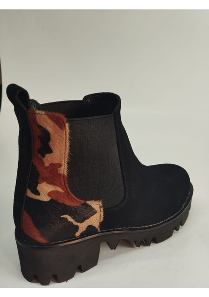 Kadın Hakiki Deri Tay Tüyü Detaylı Eva Taban Siyah Süet Bot modelleri