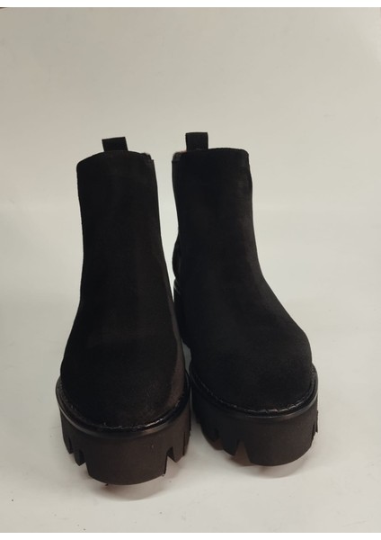 Kadın Hakiki Deri Tay Tüyü Detaylı Eva Taban Siyah Süet Bot fırsatları