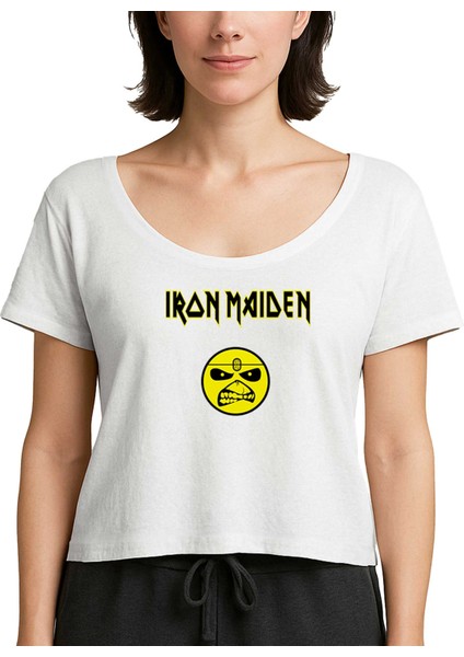 Iron Maiden Face Beyaz Kadın Tişört