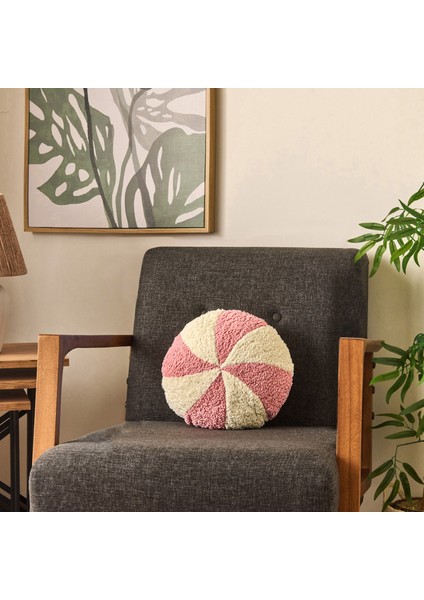 Soft Şeker Figürlü Yastık - Beyaz / Pembe - 35X35 cm