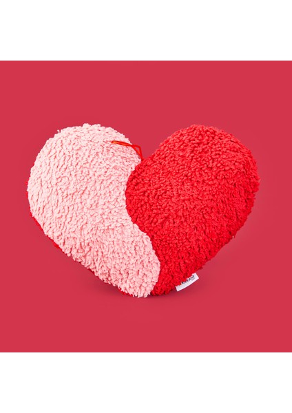 Soft Yinyang Kalp Figürlü Yastık - Pembe / Kırmızı - 33X27 cm fiyatları