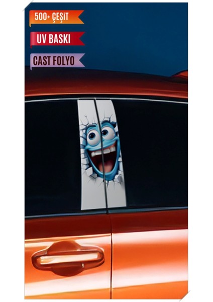 Araç Kapı Direk Kaplama Folyosu Desenli (Sağ Sol Takım) (2 Adet) - 22X50 cm