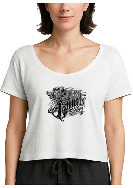 Harley Chopper Genuine Motorcycle Beyaz Kadın Tişört