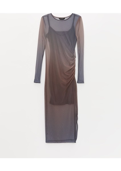 Yeni Sezon Bisiklet Yaka Batik Uzun Kollu Elbise indirimleri