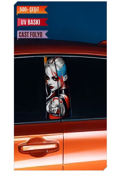 Araç Kapı Direk Kaplama Folyosu Joker Desenli (Sağ Sol Takım) (2 Adet) - 22X50 cm