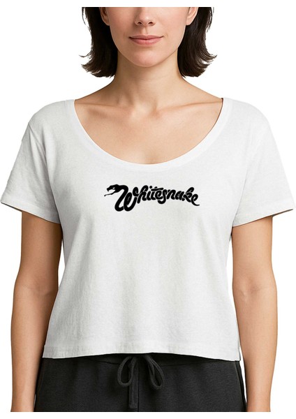 Whitesnake Logo Text Beyaz Kadın Tişört