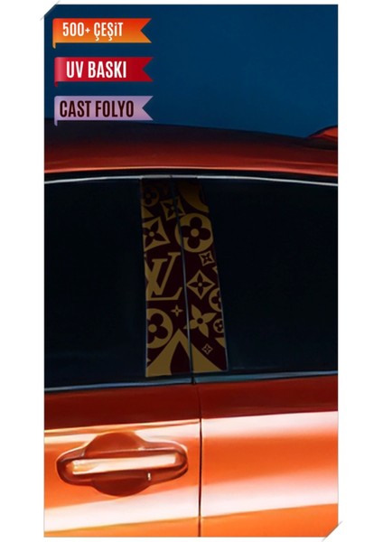 Araç Kapı Direk Kaplama Folyosu Vl Desenli (Sağ Sol Takım) (2 Adet) - 22X50 cm