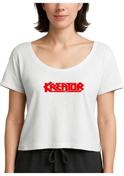 Kreator Logo Red Beyaz Kadın Tişört