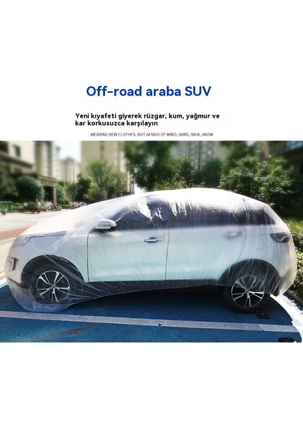 Tek Kullanımlık Araba Giyim Kalınlaştırılmış Araba Kapağı Güneş, Yağmur ve Toz Geçirmez Plastik Şeffaf Araba Giyim (5 Paket) (Yurt Dışından) fırsatları