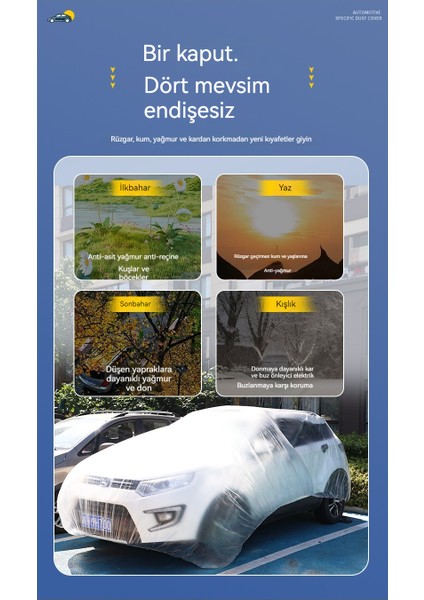 Tek Kullanımlık Araba Giyim Kalınlaştırılmış Araba Kapağı Güneş, Yağmur ve Toz Geçirmez Plastik Şeffaf Araba Giyim (5 Paket) (Yurt Dışından) indirimleri