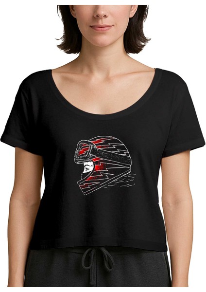 Motocycle Thunder Girl Siyah Kadın Tişört