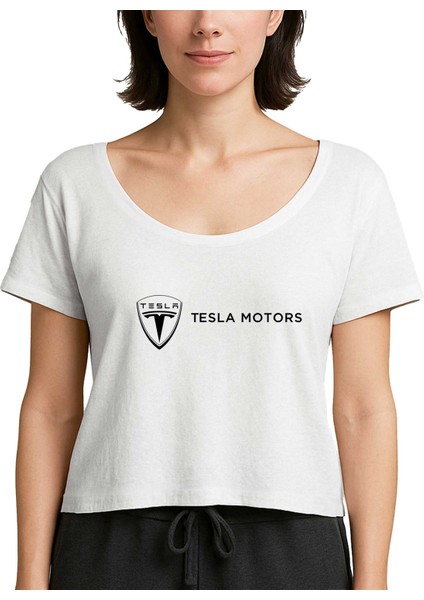 Tesla Motors Beyaz Kadın Tişört