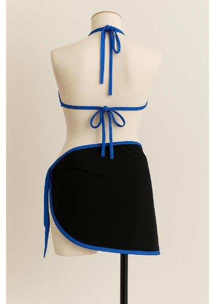 Kadın Mavi Pareolu Yandan ve Boyundan Bağlamalı 3'lü Bikini Takımı – Modern, Konforlu ve Günlük Kombinlere Uygun modelleri