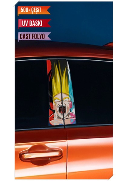 Araç Kapı Direk Kaplama Folyosu Anime Desenli (Sağ Sol Takım) (2 Adet) - 22X50 cm