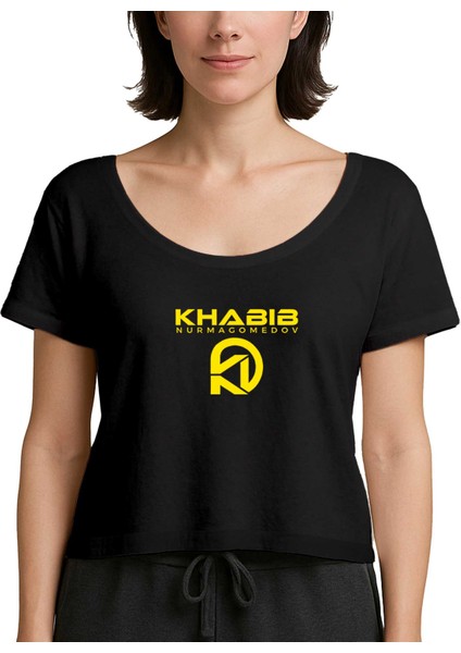 Khabib Logo Siyah Kadın Tişört