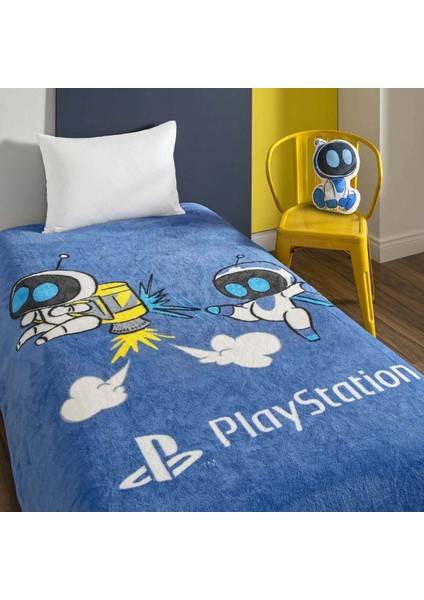 Lisanslı Tek Kişilik Çocuk Battaniye (160X220)-PLAYSTATION Astrobot Mavi fiyatları