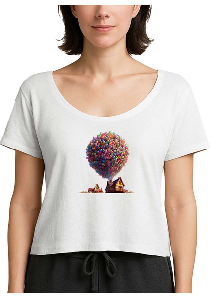 Balloon House Beyaz Kadın Tişört