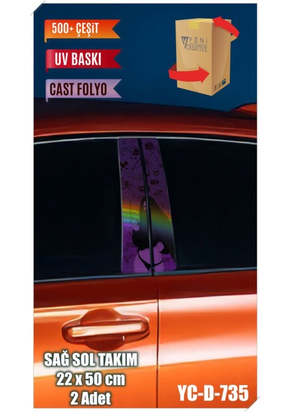 Araç Kapı Direk Kaplama Folyosu Kadın Desenli (Sağ Sol Takım) (2 Adet) - 22X50 cm