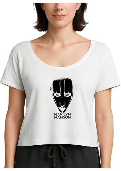 Marilyn Manson Head Beyaz Kadın Tişört