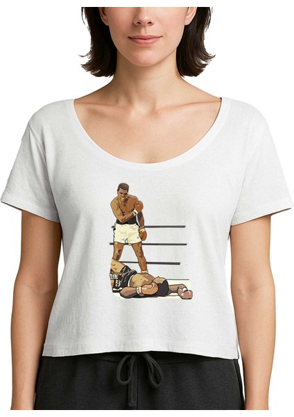 Muhammed Ali Winning Fighter Beyaz Kadın Tişört