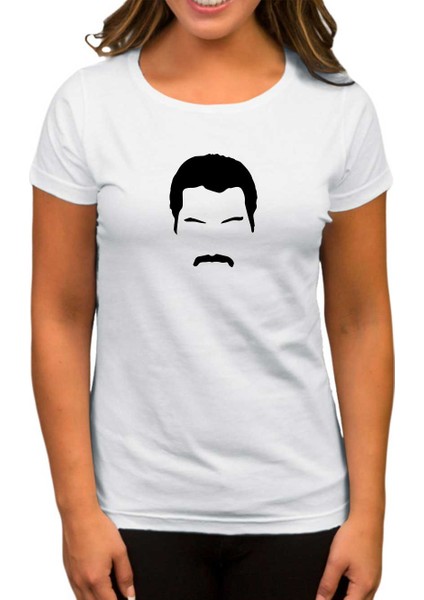 Queen Freddie Mercury Face Beyaz Kadın Tişört