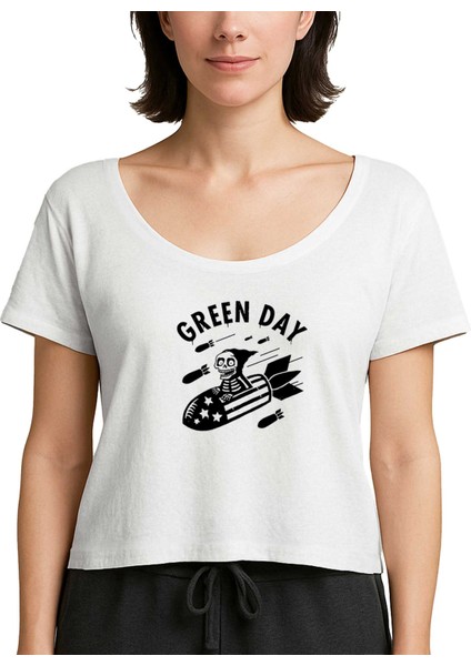 Green Day Skeleton Beyaz Kadın Tişört