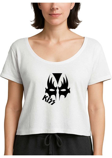 Kiss Mask Beyaz Kadın Tişört