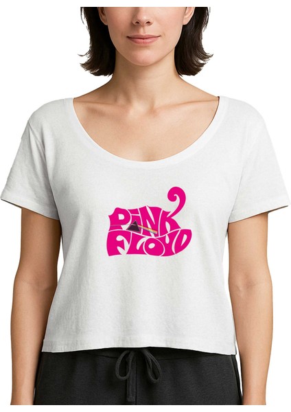 Pink Floyd Black Text Beyaz Kadın Tişört