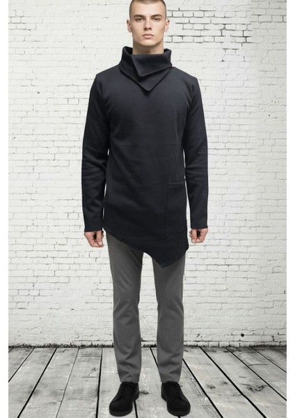 BS-2025-016-ŞAL Yaka Asimetrik Kesim Sweatshirt