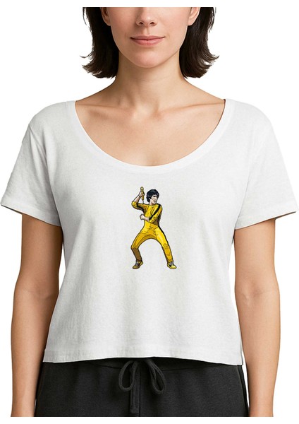Bruce Lee Face For Fight Beyaz Kadın Tişört