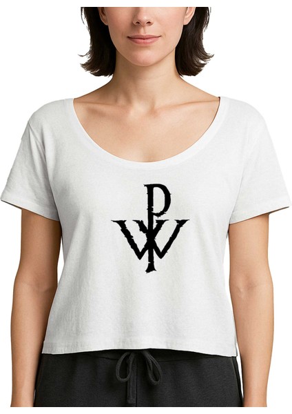 Powerwolf Logo Design Beyaz Kadın Tişört