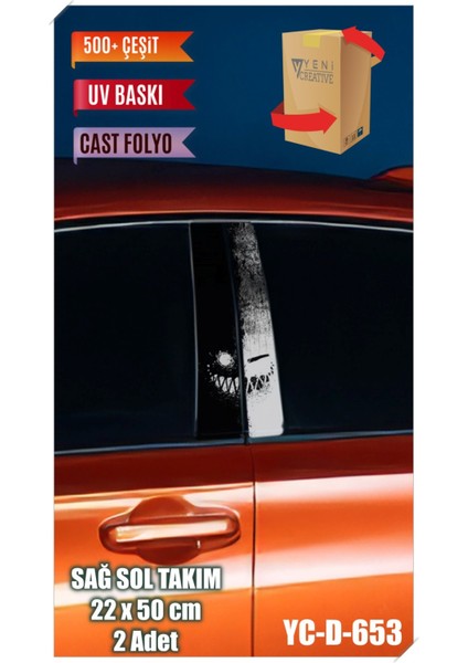 Araç Kapı Direk Kaplama Folyosu Desenli (Sağ Sol Takım) (2 Adet) - 22X50 cm