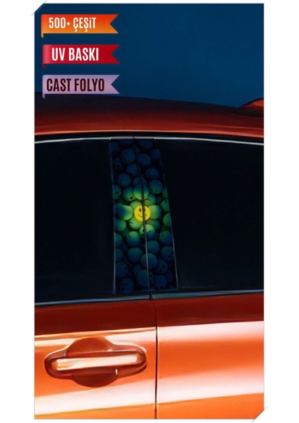 Araç Kapı Direk Kaplama Folyosu Desenli (Sağ Sol Takım) (2 Adet) - 22X50 cm