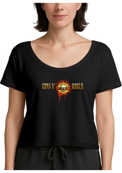 Guns N Roses Drops Logo Siyah Kadın Tişört