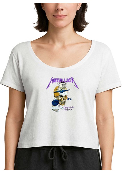 Metallica Damaged Justice Beyaz Kadın Tişört