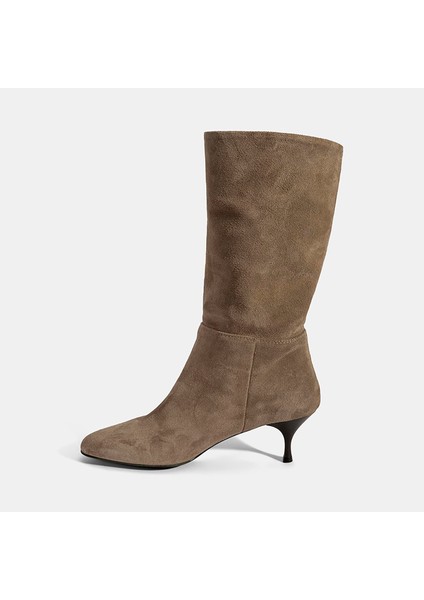 Kadın Vizon Ince Topuklu Süet Bot modelleri