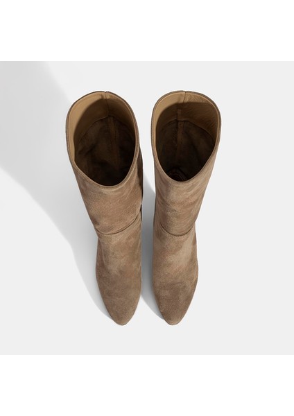 Kadın Vizon Ince Topuklu Süet Bot