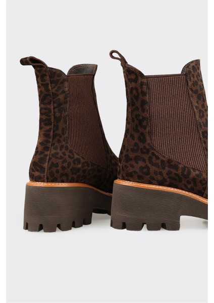 Kahve Hayvan Desenli Deri Kadın Günlük Bot fırsatları