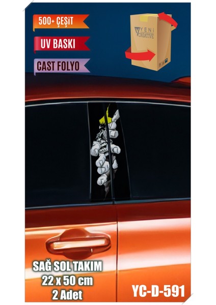 Araç Kapı Direk Kaplama Folyosu Uyumlu Hulk Desenli (Sağ Sol Takım) (2 Adet) - 22X50 cm