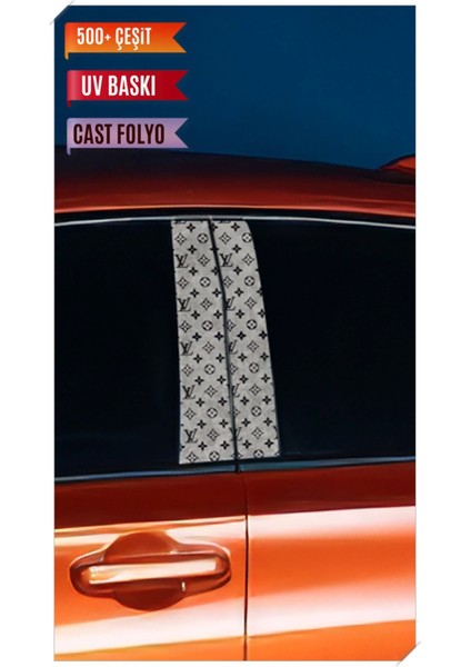 Araç Kapı Direk Kaplama Folyosu Vl Desenli (Sağ Sol Takım) (2 Adet) - 22X50 cm