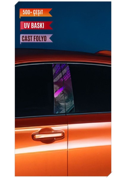 Araç Kapı Direk Kaplama Folyosu Dolar Desenli (Sağ Sol Takım) (2 Adet) - 22X50 cm