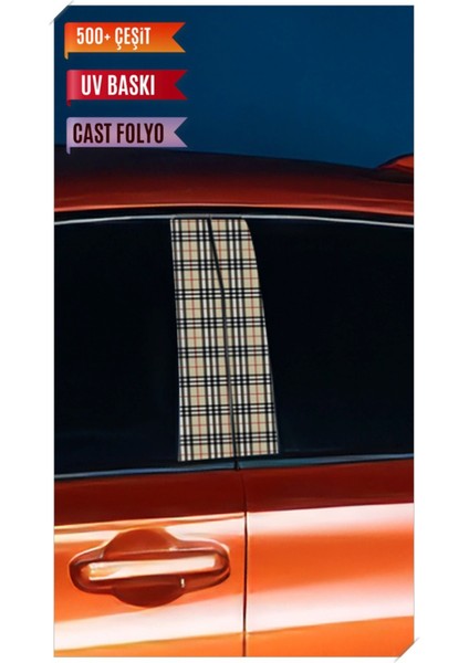 Araç Kapı Direk Kaplama Folyosu Desenli (Sağ Sol Takım) (2 Adet) - 22X50 cm