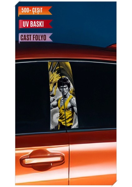 Araç Kapı Direk Kaplama Folyosu Bruce Lee Desenli (Sağ Sol Takım) (2 Adet) - 22X50 cm