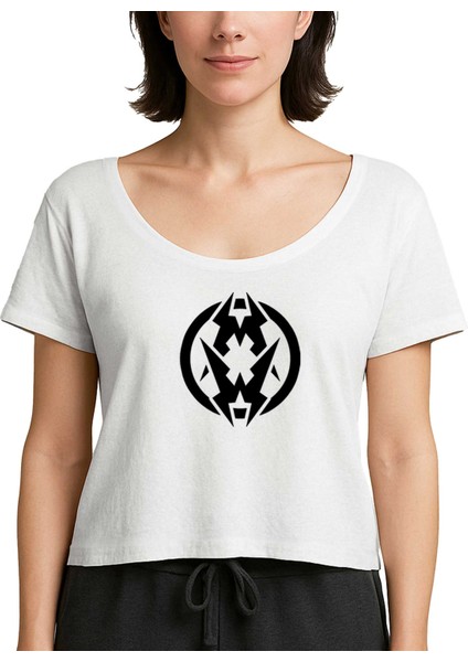 Municipal Waste Logo Beyaz Kadın Tişört