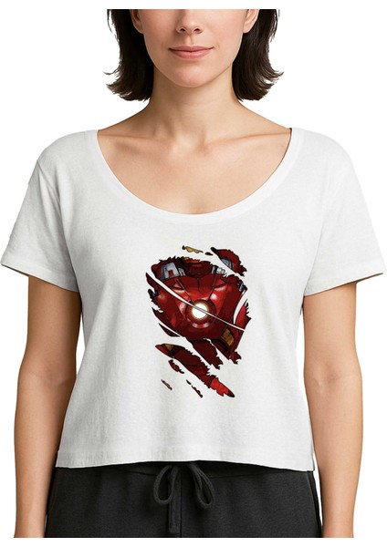 Iron Man Body Beyaz Kadın Tişört