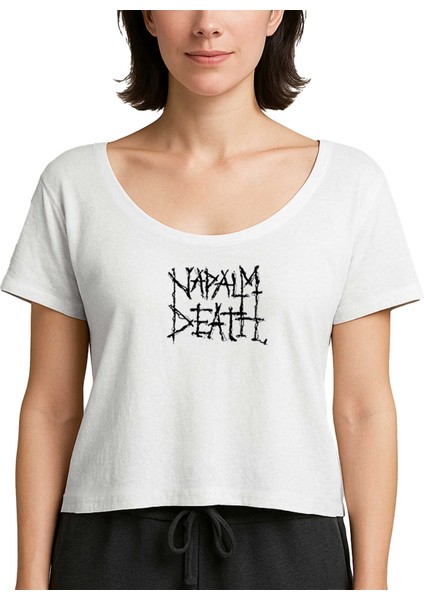 Napalm Death Logo Symboll Beyaz Kadın Tişört